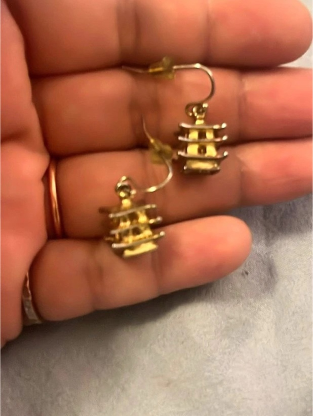 Gold-Tone Textured Drop Earrings